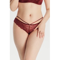 Lastik Detaylı Bordo Dantel Slip Külot Lastik Detaylı Bordo Dantel Slip Külot