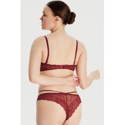 Lastik Detaylı Bordo Dantel Slip Külot Lastik Detaylı Bordo Dantel Slip Külot