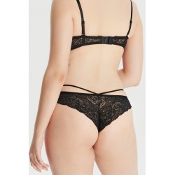 Lastik Detaylı Siyah Dantel Slip Külot Lastik Detaylı Siyah Dantel Slip Külot