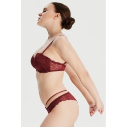Dantel Detaylı Bordo Straplez Sütyen Dantel Detaylı Bordo Straplez Sütyen