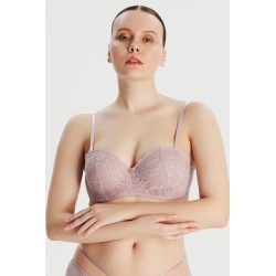 Dantel Detaylı Pudra Straplez Sütyen