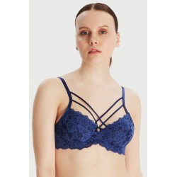 Çapraz İpli Balenli Kobalt Mavi Bralet Sütyen Çapraz İpli Balenli Kobalt Mavi Bralet Sütyen