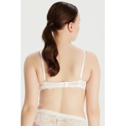 Çapraz İpli Balenli Ekru Bralet Sütyen Çapraz İpli Balenli Ekru Bralet Sütyen
