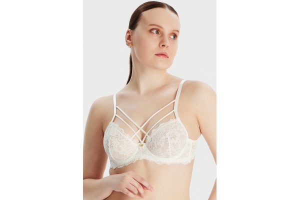Çapraz İpli Balenli Ekru Bralet Sütyen