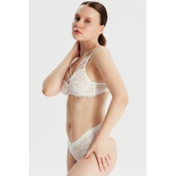 Çapraz İpli Balenli Ekru Bralet Sütyen Çapraz İpli Balenli Ekru Bralet Sütyen