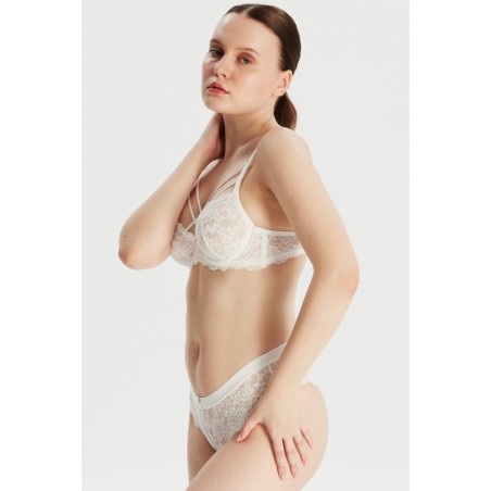 Çapraz İpli Balenli Ekru Bralet Sütyen