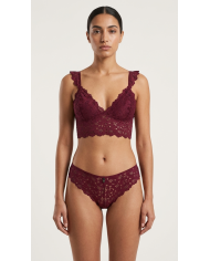 Omuz Detaylı Bordo Dantel Bralette Bustiyer