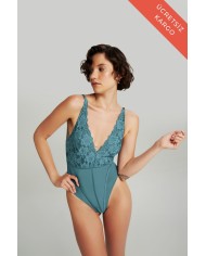 Helena Kobalt Mavi Dantel Bodysuit